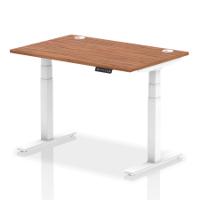 Dynamic Air 1200 x 800mm Height Adjustable Desk Walnut Top Cable Ports White Leg HA01105
