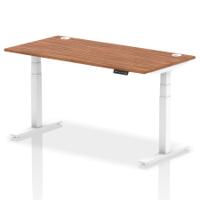 Dynamic Air 1600 x 800mm Height Adjustable Desk Walnut Top Cable Ports White Leg HA01107
