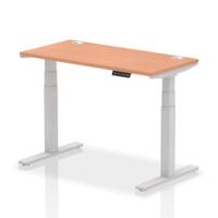 Dynamic Air 1200 x 600mm Height Adjustable Desk Beech Top Cable Ports Silver Leg HA01121