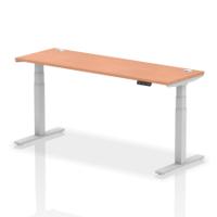 Dynamic Air 1800 x 600mm Height Adjustable Desk Beech Top Cable Ports Silver Leg HA01124