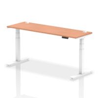 Dynamic Air 1800 x 600mm Height Adjustable Desk Beech Top Cable Ports White Leg HA01144