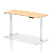 Dynamic Air 1400 x 600mm Height Adjustable Desk Maple Top Cable Ports White Leg HA01154