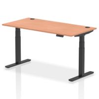 Dynamic Air 1600 x 800mm Height Adjustable Desk Beech Top Cable Ports Black Leg HA01207