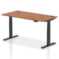 Dynamic Air 1600 x 800mm Height Adjustable Desk Walnut Top Cable Ports Black Leg HA01211