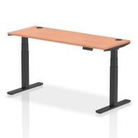 Dynamic Air 1600 x 600mm Height Adjustable Desk Beech Top Cable Ports Black Leg HA01227