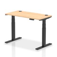 Dynamic Air 1200 x 600mm Height Adjustable Desk Maple Top Cable Ports Black Leg HA01237