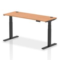 Dynamic Air 1600 x 600mm Height Adjustable Desk Oak Top Cable Ports Black Leg HA01243