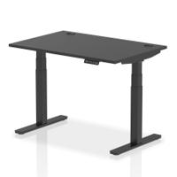 Dynamic Air Black Series 1200 x 800mm Height Adjustable Desk Black Top with Cable Ports Black Leg HA01257