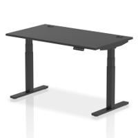 Dynamic Air Black Series 1400 x 800mm Height Adjustable Desk Black Top with Cable Ports Black Leg HA01258