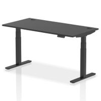 Dynamic Air Black Series 1600 x 800mm Height Adjustable Desk Black Top with Cable Ports Black Leg HA01259