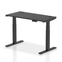 Dynamic Air Black Series 1200 x 600mm Height Adjustable Desk Black Top with Cable Ports Black Leg HA01261