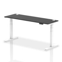 Dynamic Air Black Series 1800 x 600mm Height Adjustable Desk Black Top with Cable Ports White Leg HA01272