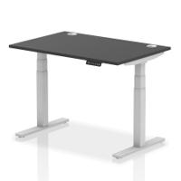 Dynamic Air Black Series 1200 x 800mm Height Adjustable Desk Black Top with Cable Ports Silver Leg HA01273