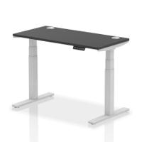 Dynamic Air Black Series 1200 x 600mm Height Adjustable Desk Black Top with Cable Ports Silver Leg HA01277