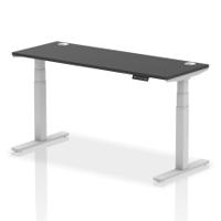 Dynamic Air Black Series 1600 x 600mm Height Adjustable Desk Black Top with Cable Ports Silver Leg HA01279