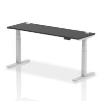 Dynamic Air Black Series 1800 x 600mm Height Adjustable Desk Black Top with Cable Ports Silver Leg HA01280