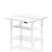 Dynamic Air Back-to-Back W1200 x D600mm Height Adjustable Sit Stand 2 Person Bench Desk With Cable Ports White Finish White Frame - HA01564