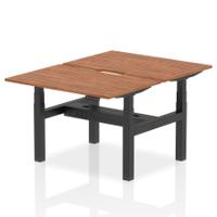 Air Back-to-Back 1200 x 800mm Height Adjustable 2 Person Office Bench Desk Walnut Top with Scalloped Edge Black Frame