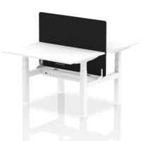 Air Back-to-Back 1200 x 800mm Height Adjustable 2 Person Office Bench Desk White Top with Cable Ports White Frame with Black Straight Screen