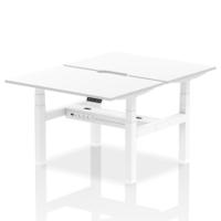 Air Back-to-Back 1200 x 800mm Height Adjustable 2 Person Office Bench Desk White Top with Scalloped Edge White Frame