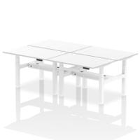 Dynamic Air Back-to-Back W1200 x D800mm Height Adjustable Sit Stand 4 Person Bench Desk With Cable Ports White Finish White Frame - HA01774