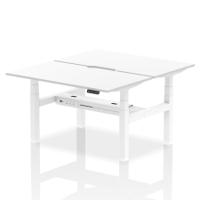Air Back-to-Back 1400 x 800mm Height Adjustable 2 Person Office Bench Desk White Top with Scalloped Edge White Frame
