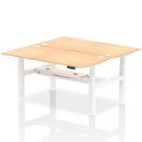 Dynamic Air Back-to-Back W1600 x D800mm Height Adjustable Sit Stand 2 Person Bench Desk With Cable Ports Maple Finish White Frame - HA02314