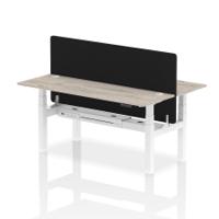 Air Back-to-Back 1800 x 600mm Height Adjustable 2 Person Office Bench Desk Grey Oak Top with Cable Ports White Frame with Black Straight Screen