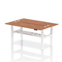 Dynamic Air Back-to-Back W1800 x D600mm Height Adjustable Sit Stand 2 Person Bench Desk With Cable Ports Walnut Finish White Frame - HA02530