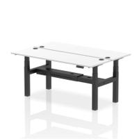 Dynamic Air Back-to-Back W1800 x D600mm Height Adjustable Sit Stand 2 Person Bench Desk With Cable Ports White Finish Black Frame - HA02532