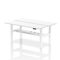 Dynamic Air Back-to-Back W1800 x D600mm Height Adjustable Sit Stand 2 Person Bench Desk With Cable Ports White Finish White Frame - HA02536