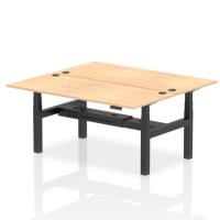 Dynamic Air Back-to-Back W1800 x D800mm Height Adjustable Sit Stand 2 Person Bench Desk With Cable Ports Maple Finish Black Frame - HA02634