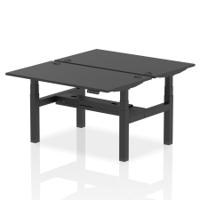 Dynamic Air Back-to-Back W1400 x D800mm Height Adjustable Sit Stand 2 Person Bench Desk With Cable Ports Black Finish Black Frame - HA02898