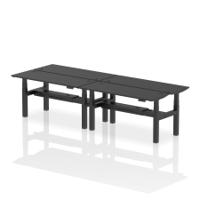 Dynamic Air Back-to-Back W1600 x D600mm Height Adjustable Sit Stand 4 Person Bench Desk With Cable Ports Black Finish Black Frame - HA02940