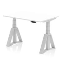 Air 1200 x 800mm Height Adjustable Office Desk White Top Silver Leg with Piste Foot