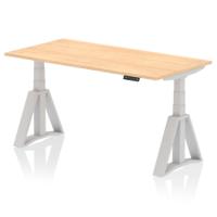 Air 1600 x 800mm Height Adjustable Office Desk Maple Top Silver Leg with Piste Foot