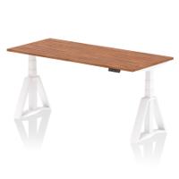 Air 1800 x 800mm Height Adjustable Office Desk Walnut Top White Leg with Piste Foot