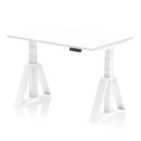 Air 1200 x 800mm Height Adjustable Office Desk White Top White Leg with Piste Foot