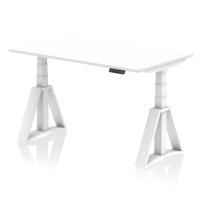 Air 1400 x 800mm Height Adjustable Office Desk White Top White Leg with Piste Foot