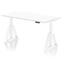 Air 1600 x 800mm Height Adjustable Office Desk White Top White Leg with Piste Foot