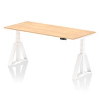 Air 1800 x 800mm Height Adjustable Office Desk Maple Top White Leg with Piste Foot