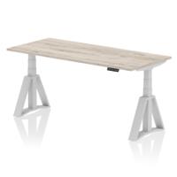 Air 1800 x 800mm Height Adjustable Office Desk Grey Oak Top Silver Leg with Piste Foot