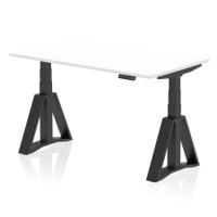 Air 1400 x 800mm Height Adjustable Office Desk White Top Black Leg with Piste Foot