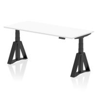 Air 1800 x 800mm Height Adjustable Office Desk White Top Black Leg with Piste Foot