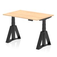 Air 1200 x 800mm Height Adjustable Office Desk Maple Top Black Leg with Piste Foot