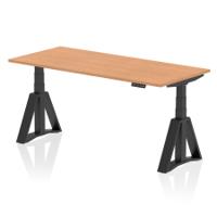 Air 1800 x 800mm Height Adjustable Office Desk Oak Top Black Leg with Piste Foot