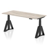 Air 1800 x 800mm Height Adjustable Office Desk Grey Oak Top Black Leg with Piste Foot
