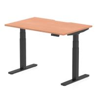 Air 1200 x 800mm Scalloped Edge Height Adjustable Office Desk Beech Top Black Leg
