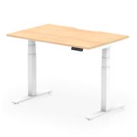 Air 1200 x 800mm Scalloped Edge Height Adjustable Office Desk Maple Top White Leg