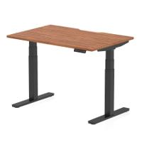Air 1200 x 800mm Scalloped Edge Height Adjustable Office Desk Walnut Top Black Leg